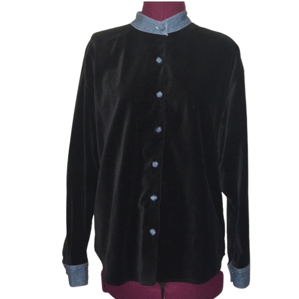 Vintage Velveteen/Denim Button Down